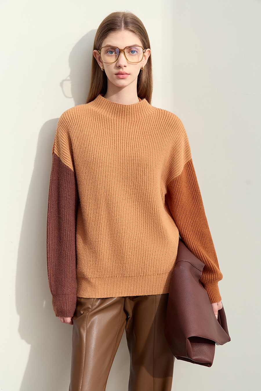Drop Shoulder Color - block Sweater|AMII-AMII.com