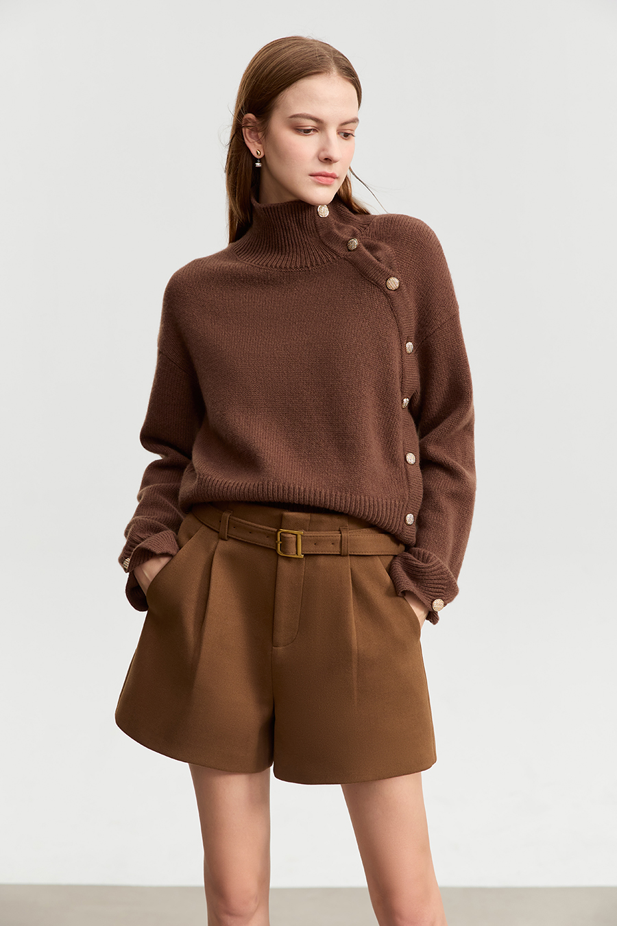 Belted Casual Shorts|AMII-AMII.com