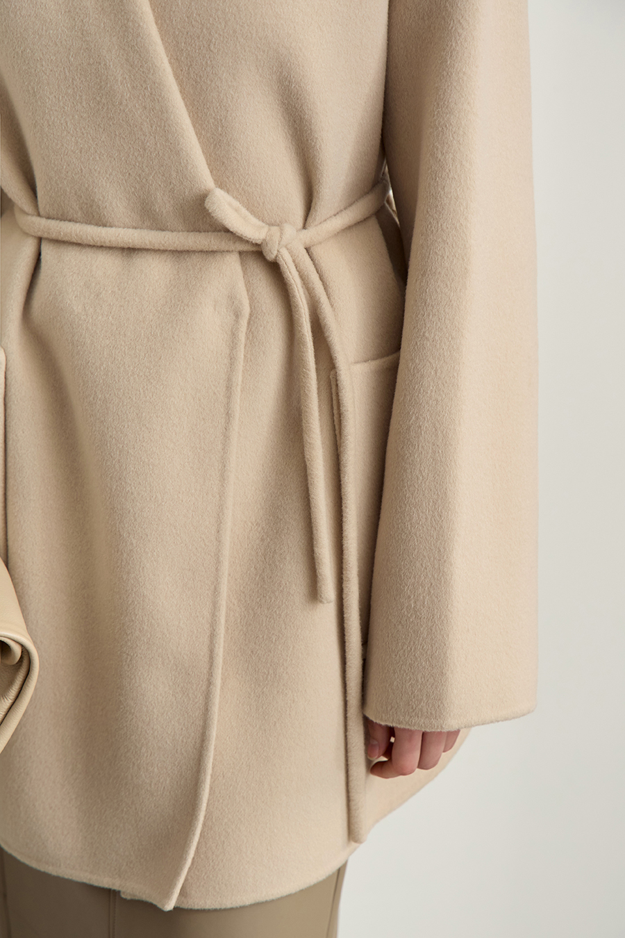 Belted Mid-length Double-faced Wool Coat