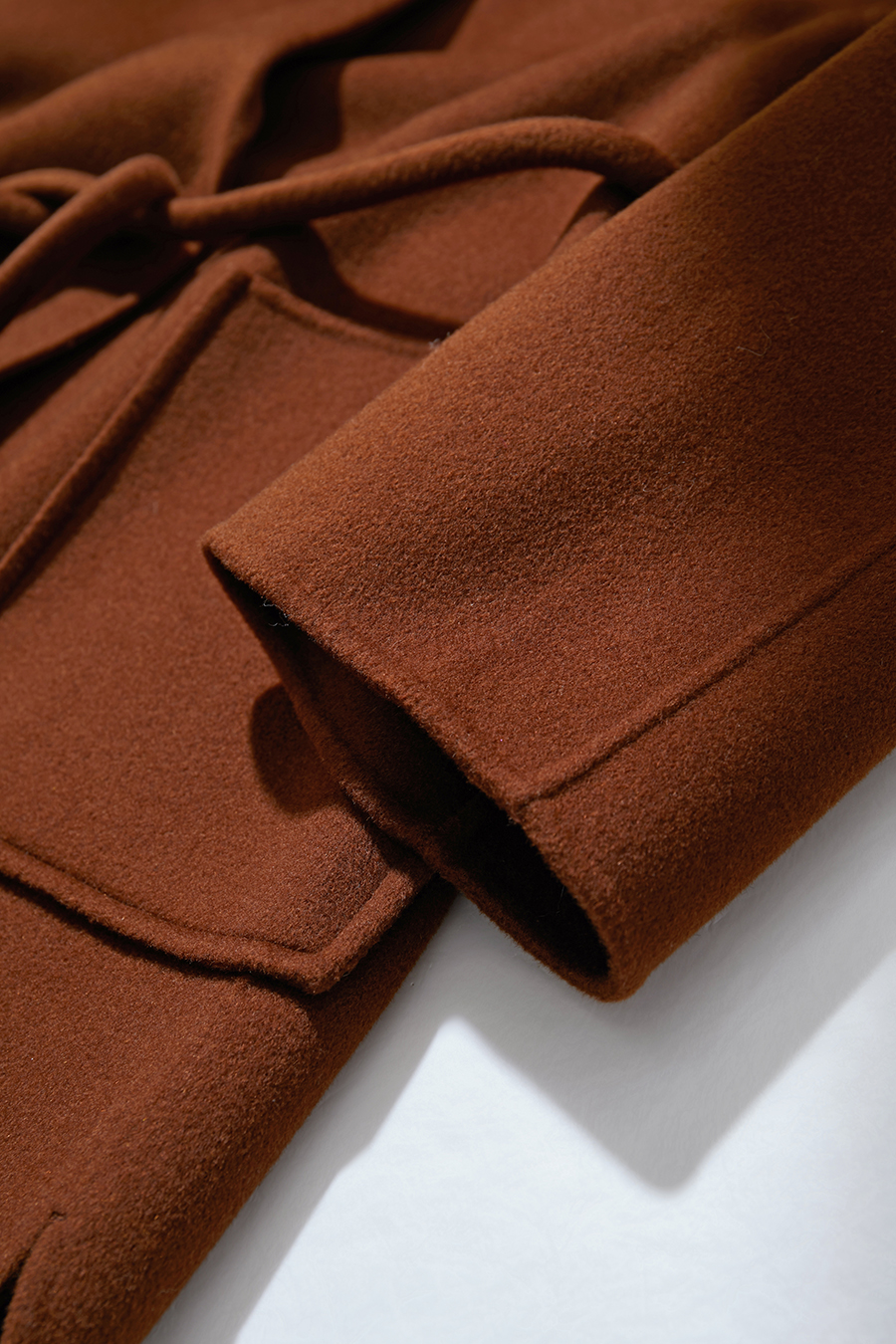 Belted Mid-length Double-faced Wool Coat