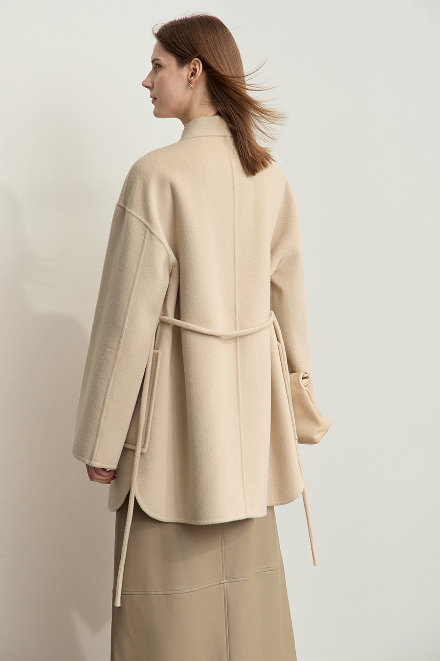 Belted Mid-length Double-faced Wool Coat