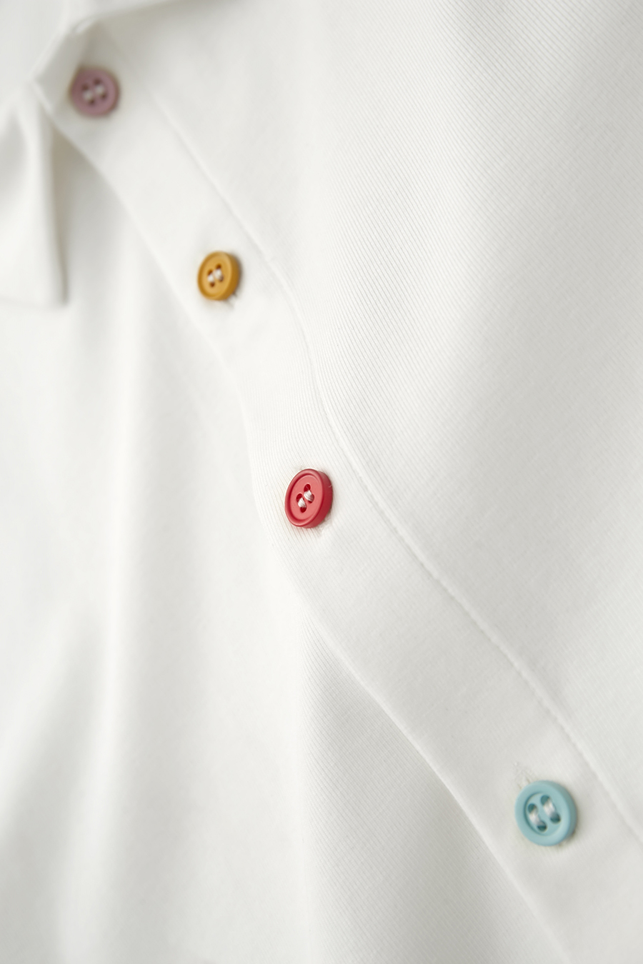 Contrast Button Lapel Short Sleeve T-shirt