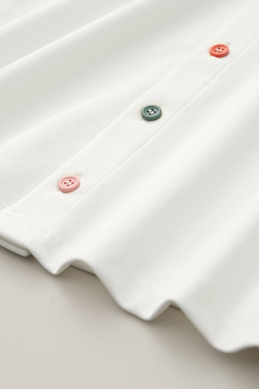 Contrast Button Lapel Short Sleeve T-shirt