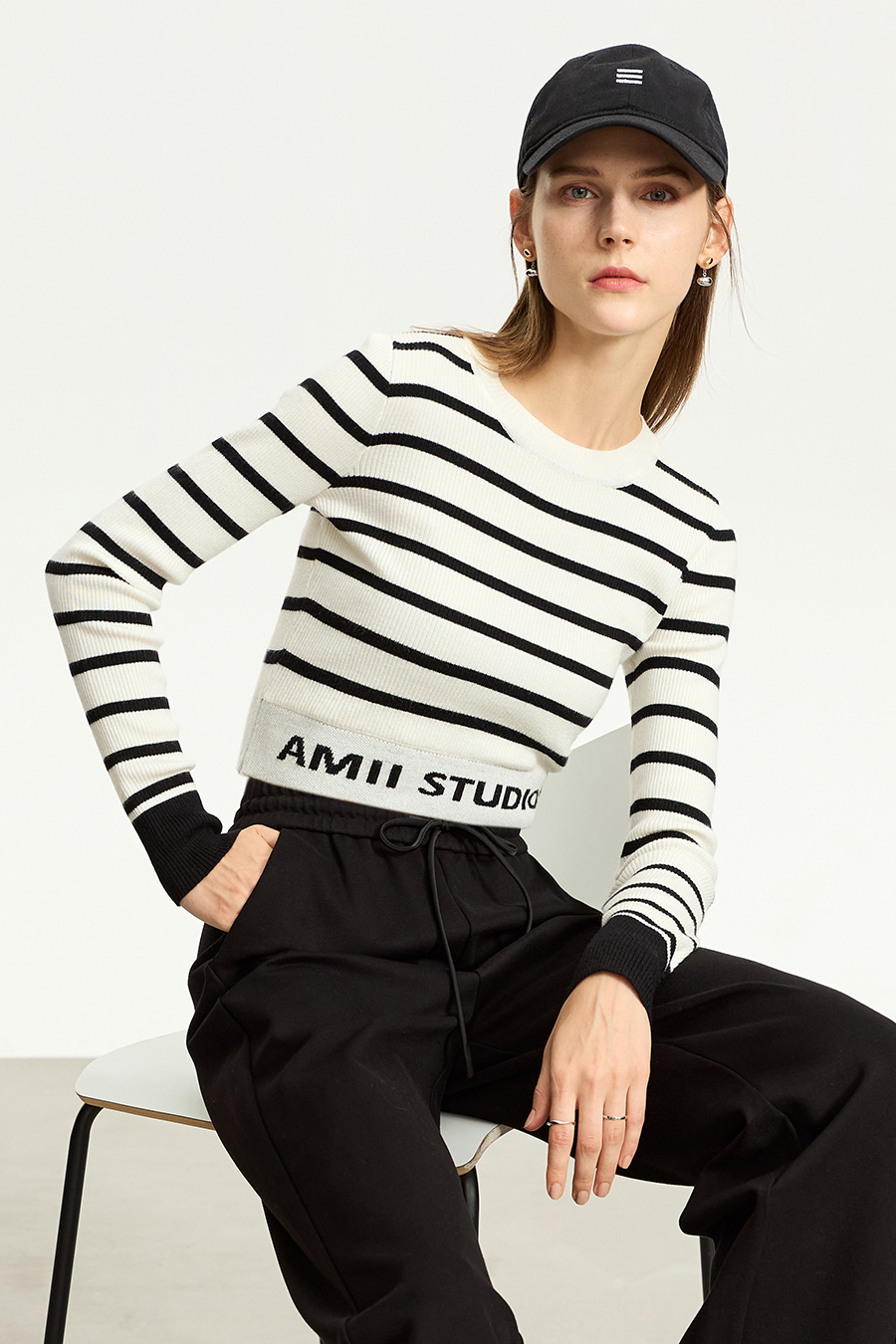 Slim Fit Striped Jacquard Sweater