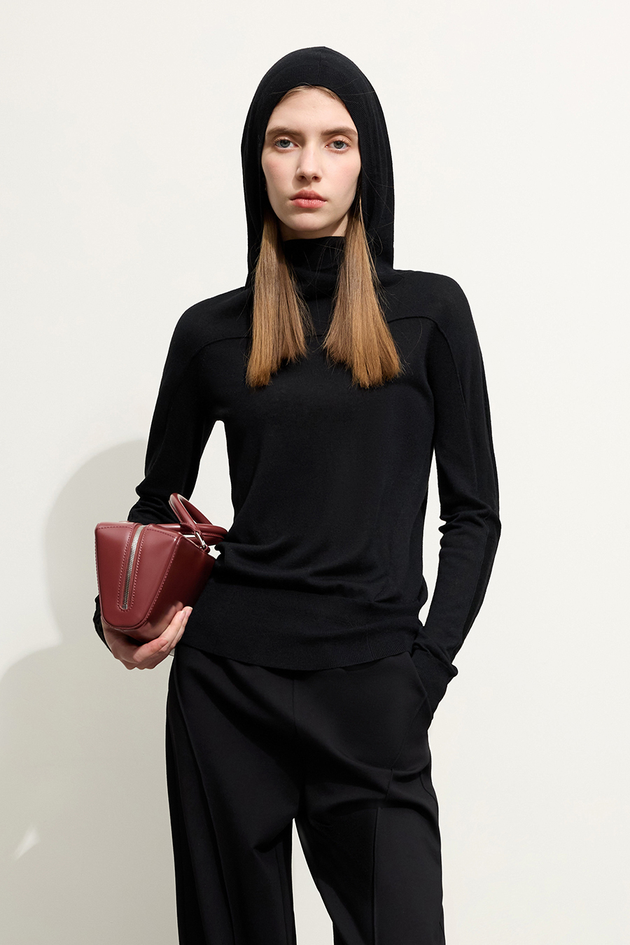 Wool Blend Hooded Sweater|AMII-AMII.com