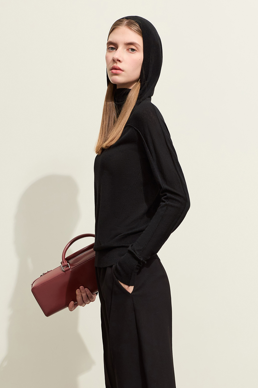 Wool Blend Hooded Sweater|AMII-AMII.com