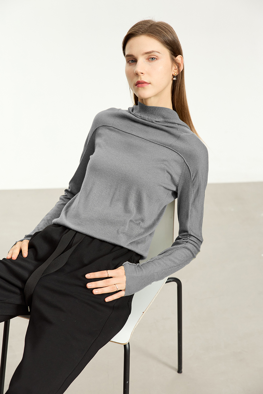 Wool Blend Hooded Sweater|AMII-AMII.com