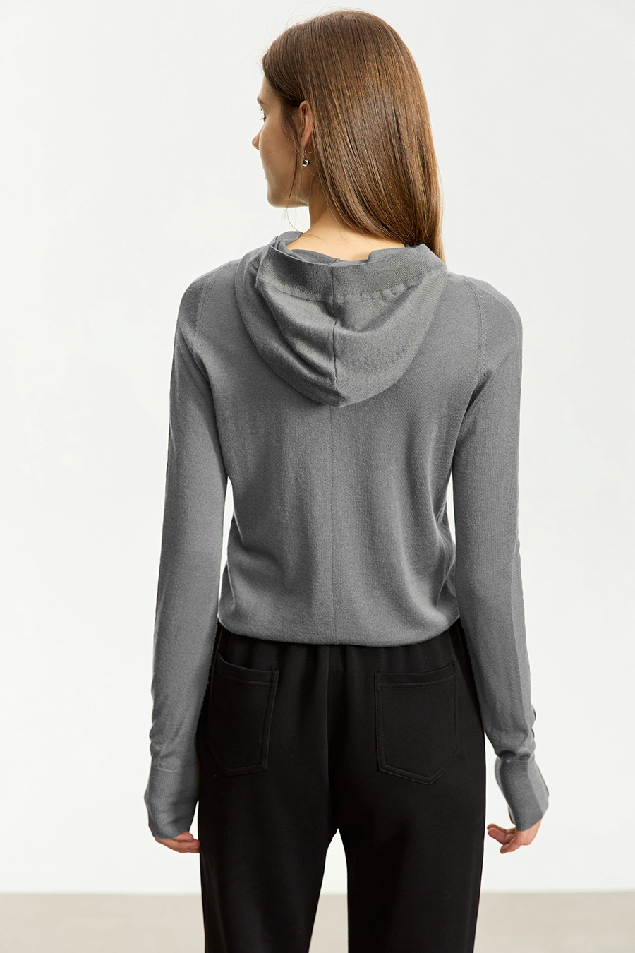 Wool Blend Hooded Sweater|AMII-AMII.com