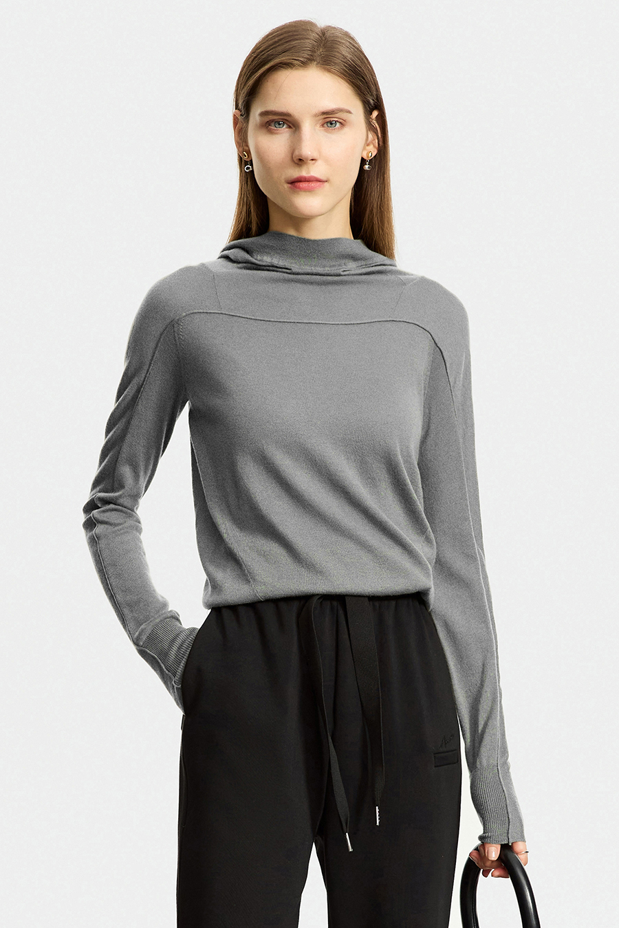 Wool Blend Hooded Sweater|AMII-AMII.com