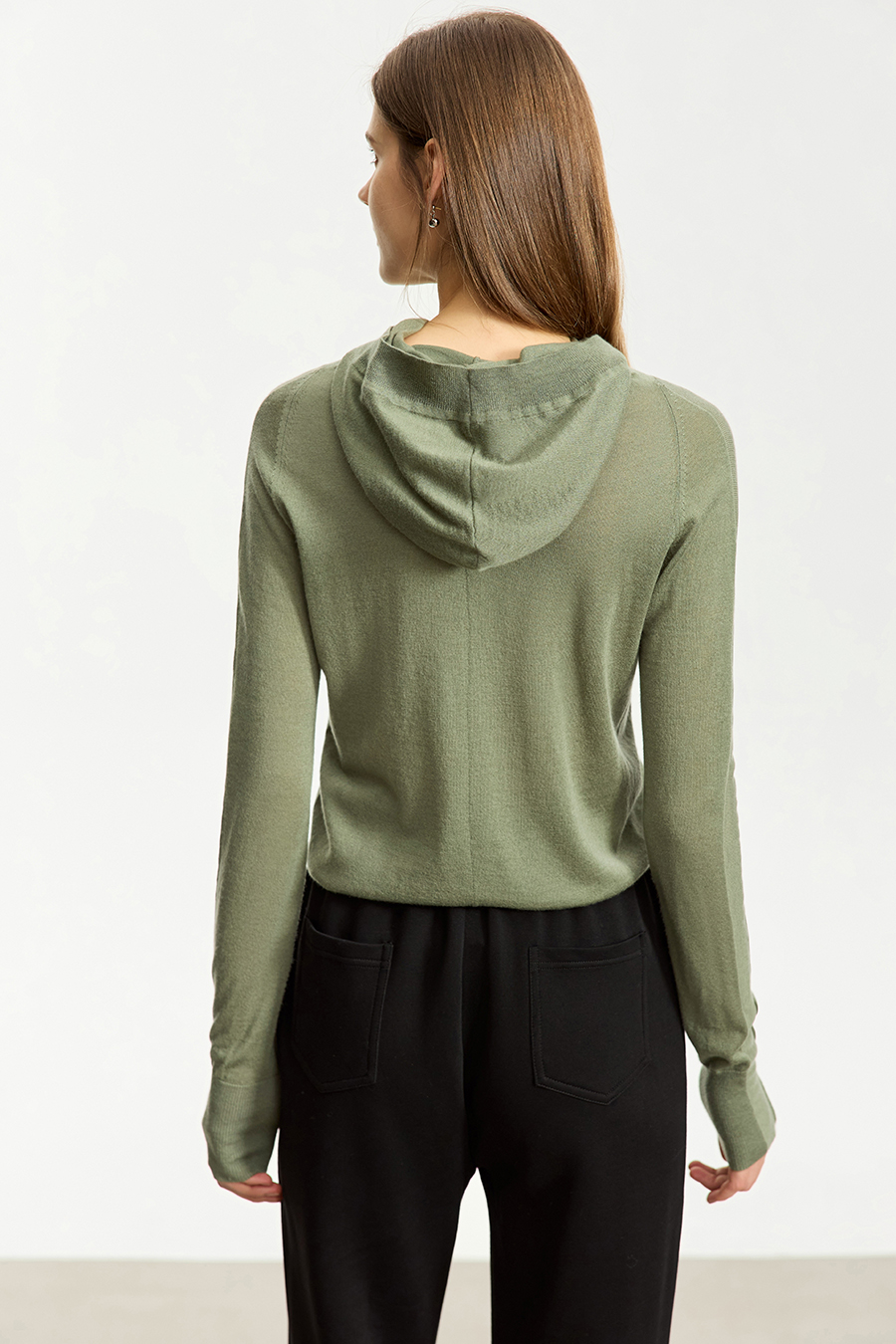 Wool Blend Hooded Sweater|AMII-AMII.com