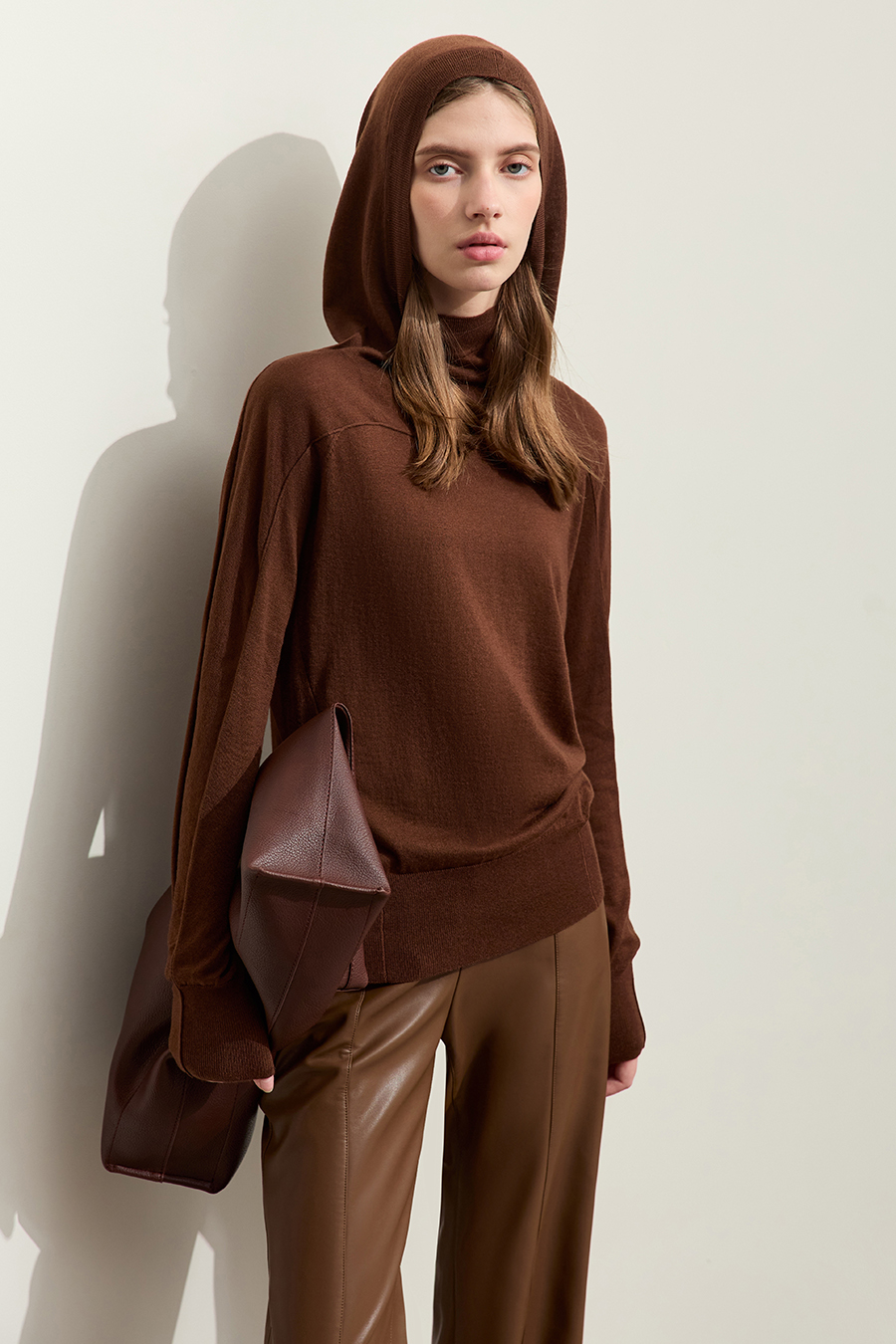 Wool Blend Hooded Sweater|AMII-AMII.com