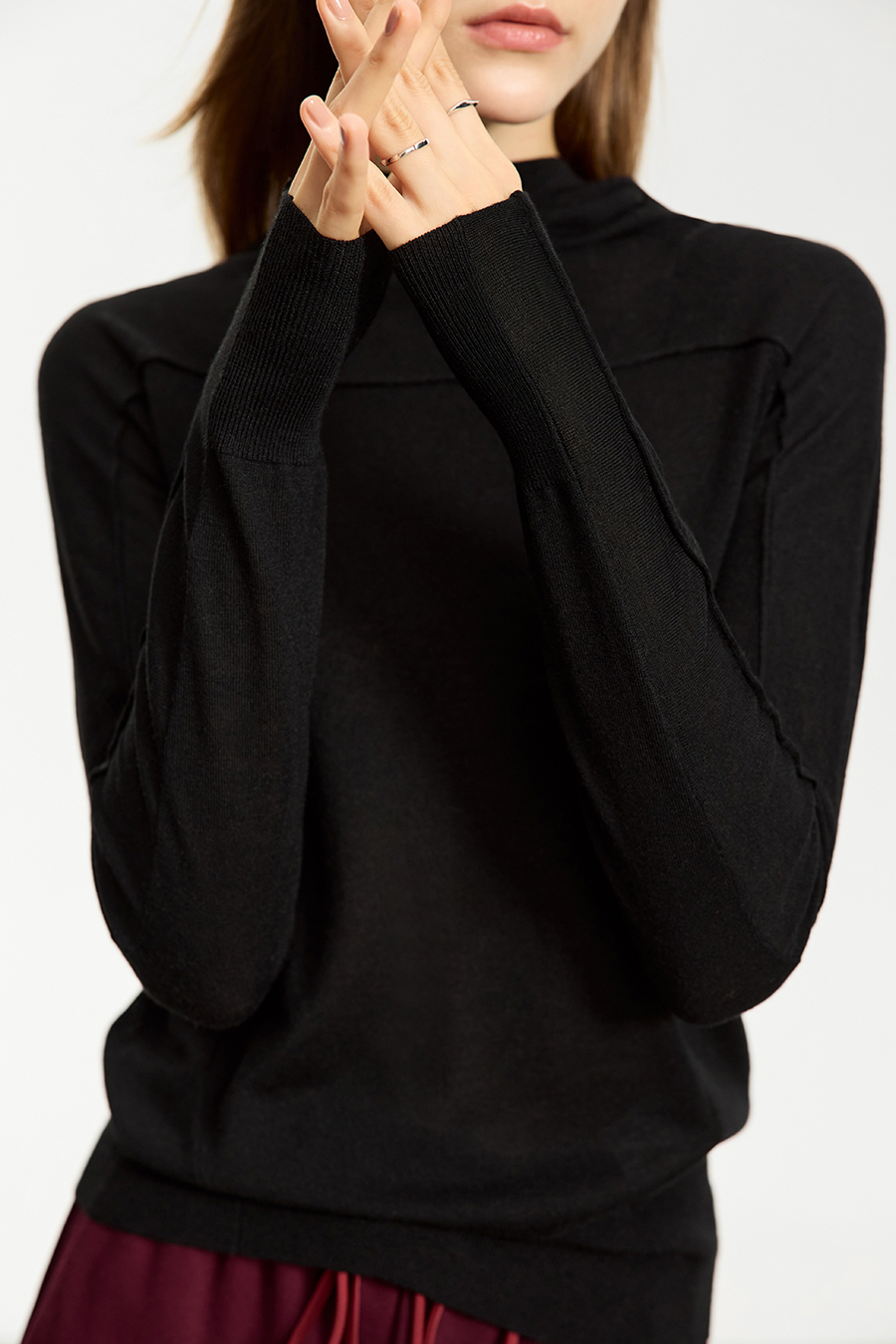 Wool Blend Hooded Sweater|AMII-AMII.com