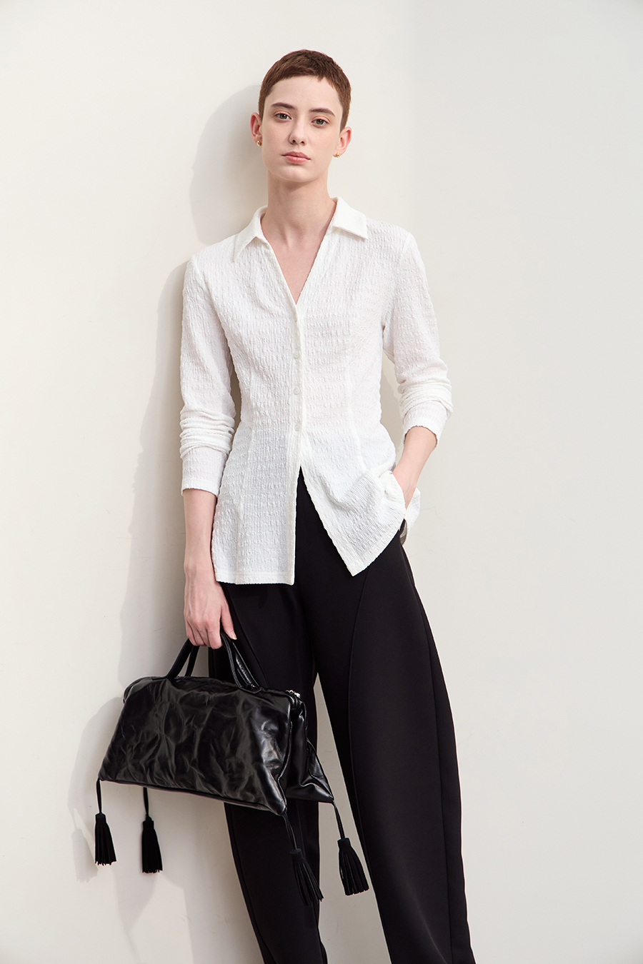 Textured Knitted Shirt|AMII-AMII.com