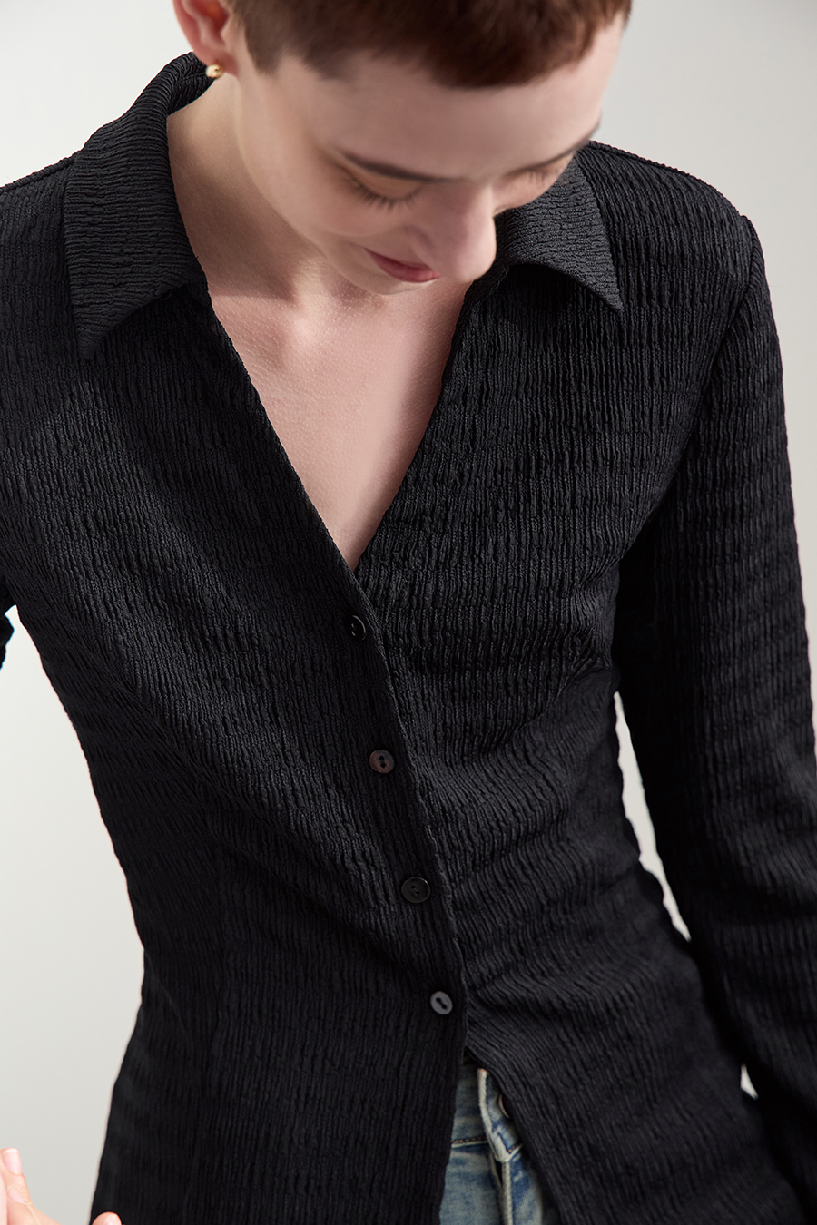 Textured Knitted Shirt|AMII-AMII.com