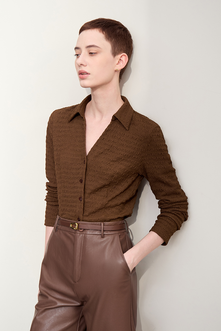 Textured Knitted Shirt|AMII-AMII.com