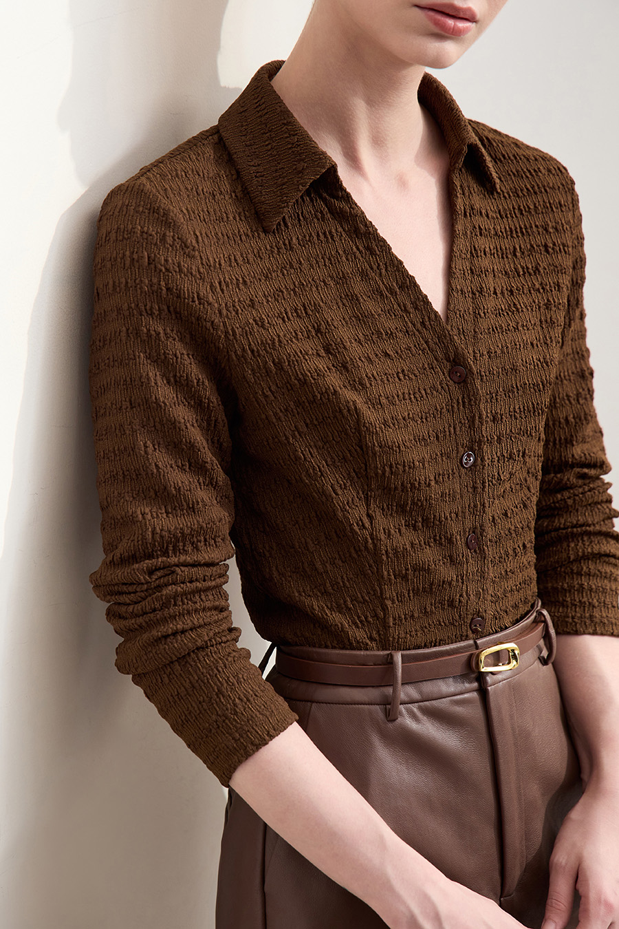 Textured Knitted Shirt|AMII-AMII.com