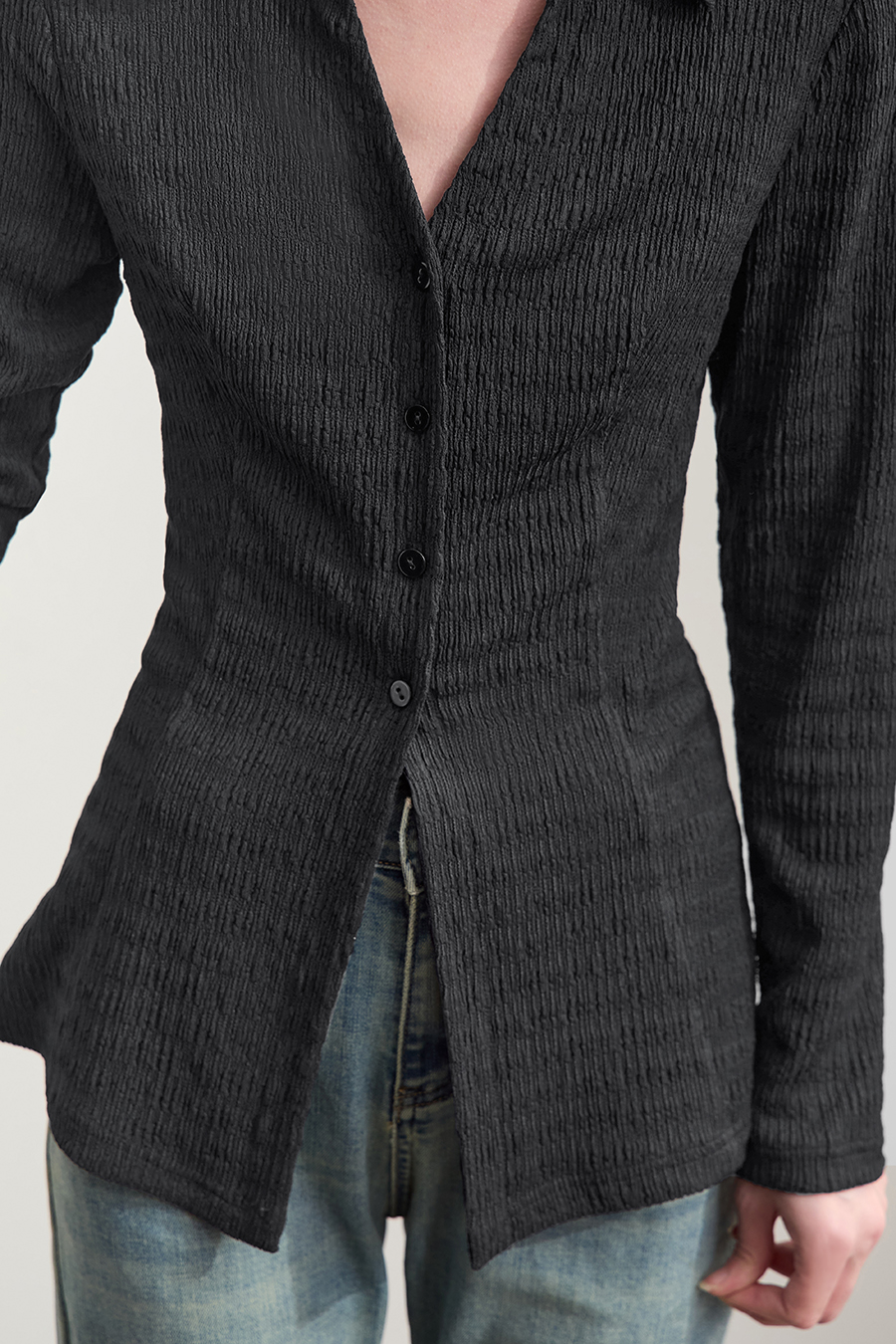 Textured Knitted Shirt|AMII-AMII.com