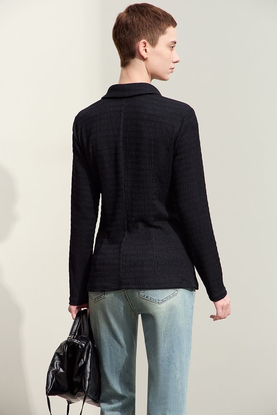 Textured Knitted Shirt|AMII-AMII.com