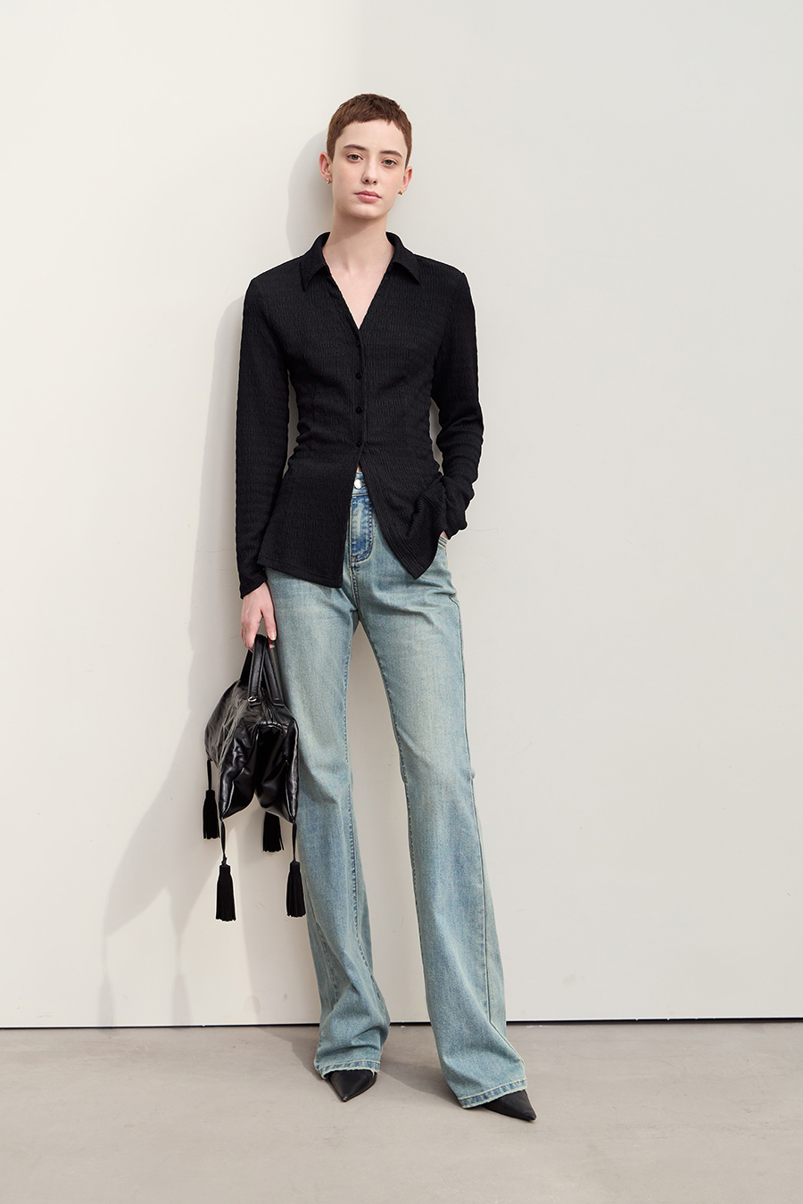 Textured Knitted Shirt|AMII-AMII.com