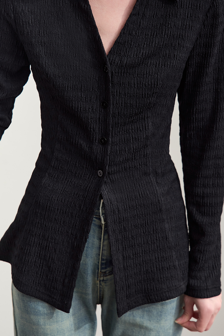 Textured Knitted Shirt|AMII-AMII.com