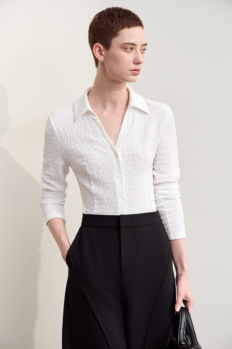 Textured Knitted Shirt|AMII-AMII.com