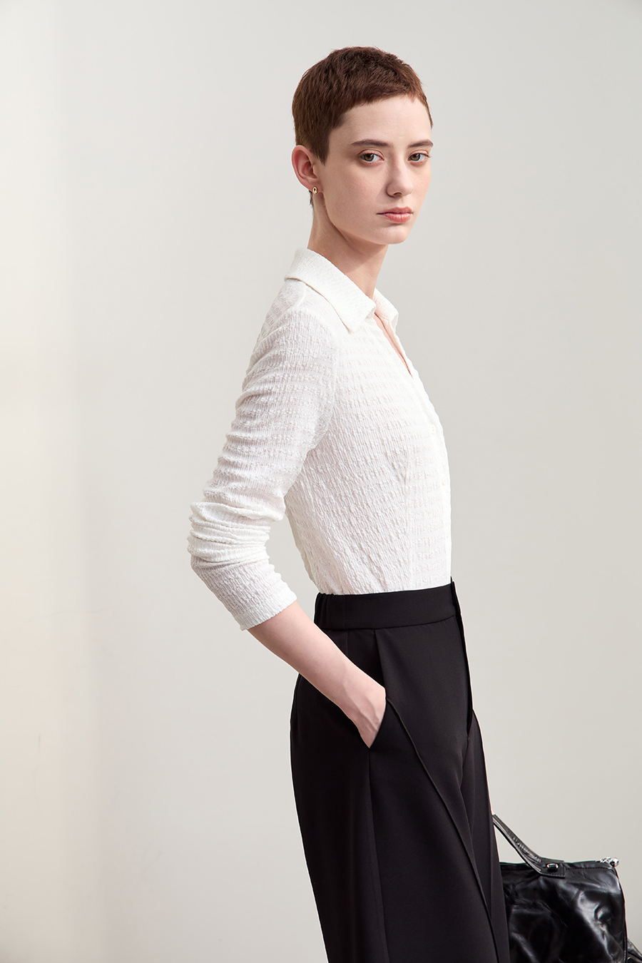 Textured Knitted Shirt|AMII-AMII.com
