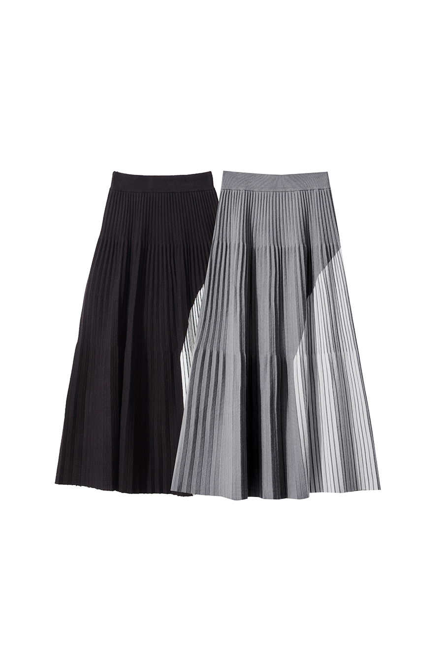 Color Block Pleated Midi Skirt|AMII-AMII.com