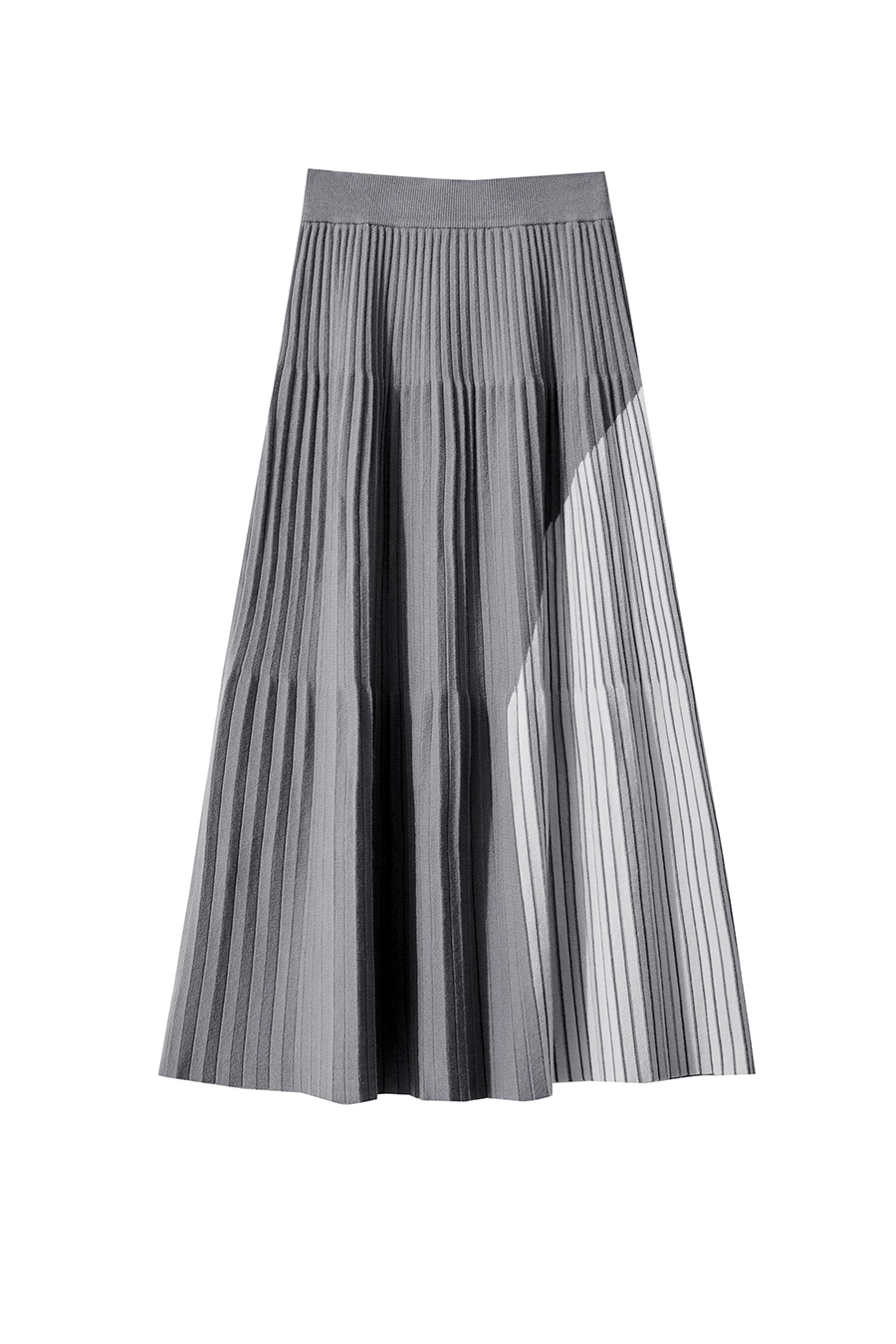 Color Block Pleated Midi Skirt|AMII-AMII.com