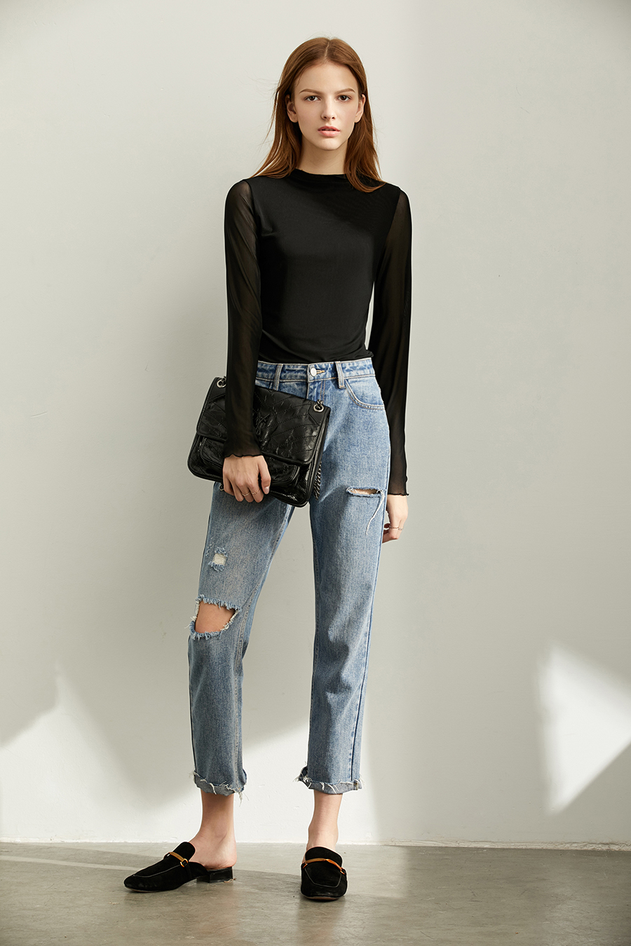 Slim Fit Sheer Mesh T - Shirt|AMII-AMII.com