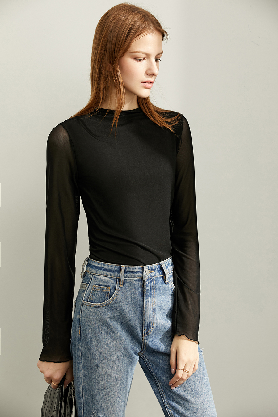 Slim Fit Sheer Mesh T - Shirt|AMII-AMII.com