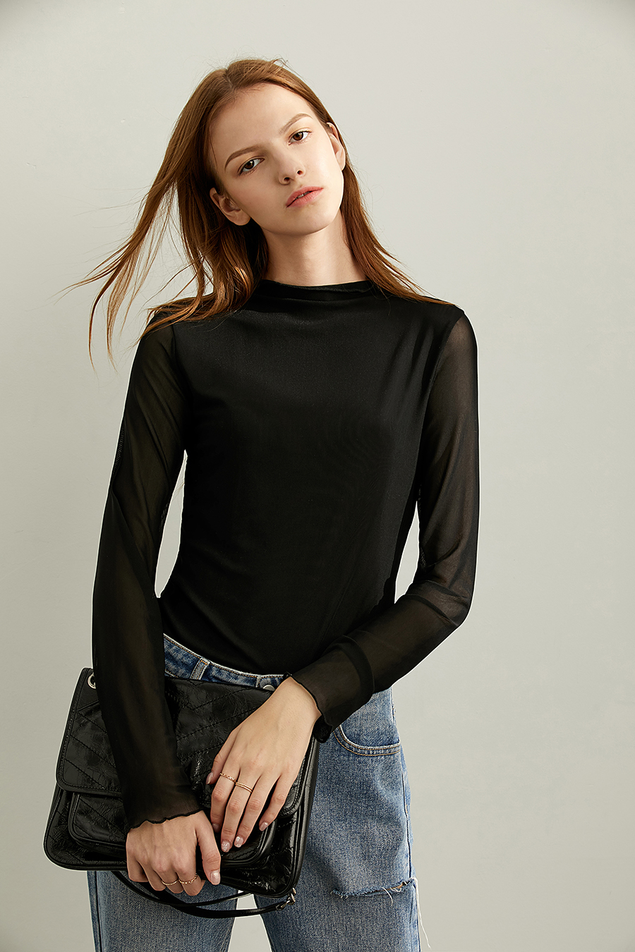 Slim Fit Sheer Mesh T - Shirt|AMII-AMII.com