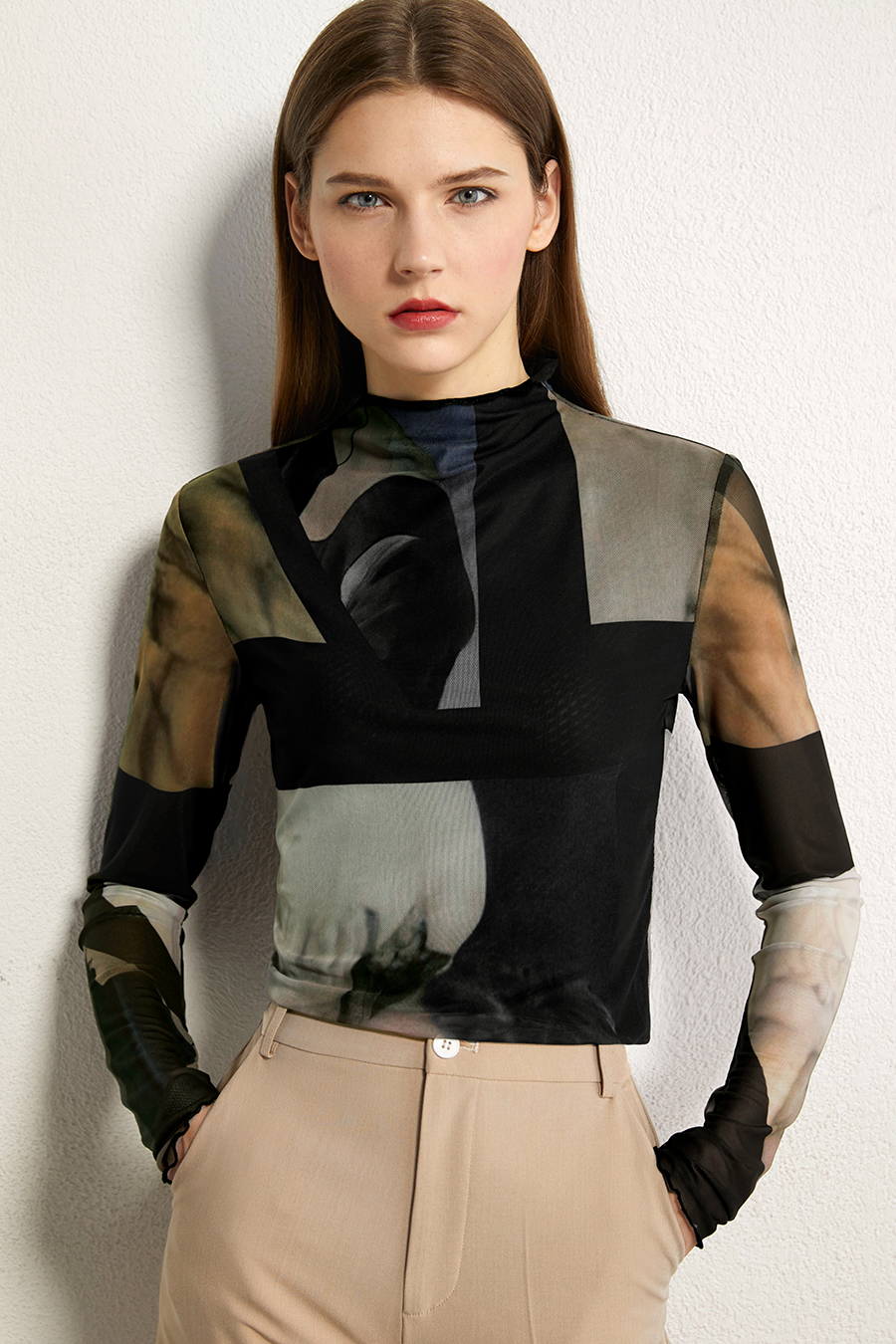 Slim Mesh Printed T - Shirt|AMII-AMII.com