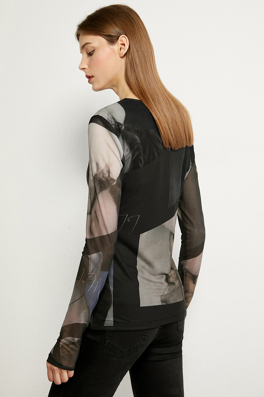 Crew Neck Slim-fit Mesh Printed T-shirt|AMII-AMII.com