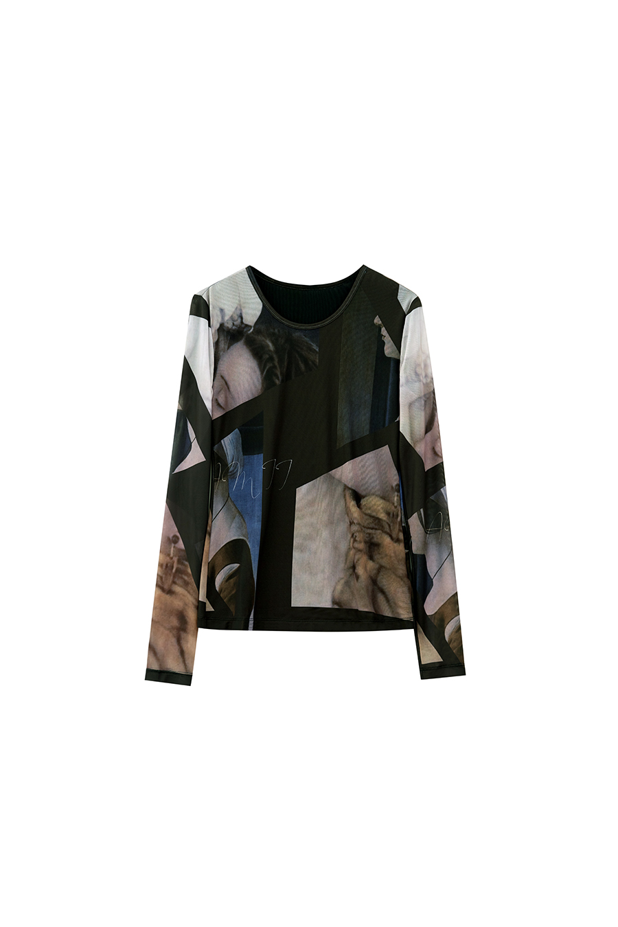 Crew Neck Slim-fit Mesh Printed T-shirt|AMII-AMII.com