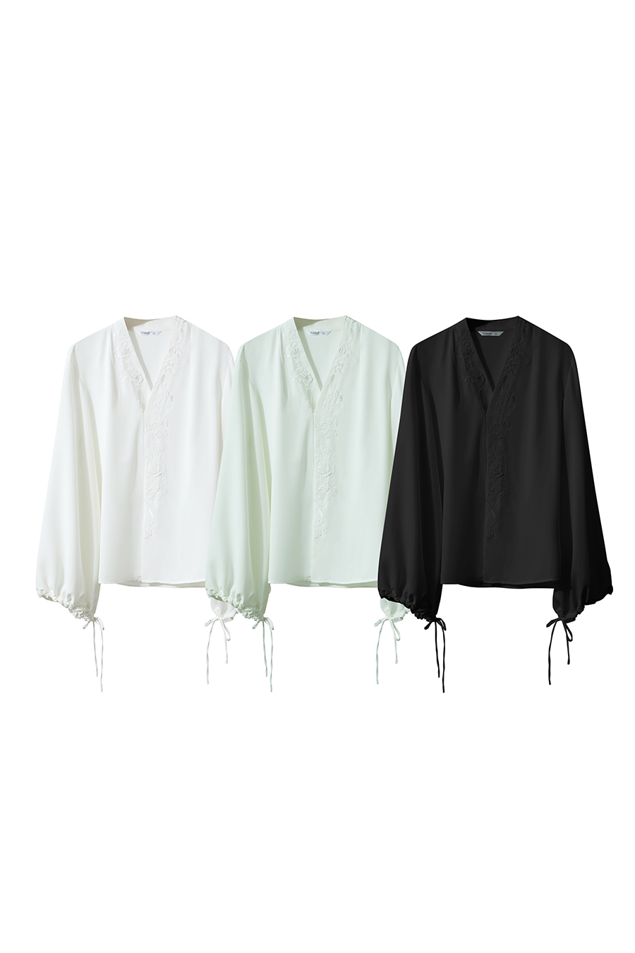 Rose Embroidered Chiffon Blouse|AMII-AMII.com