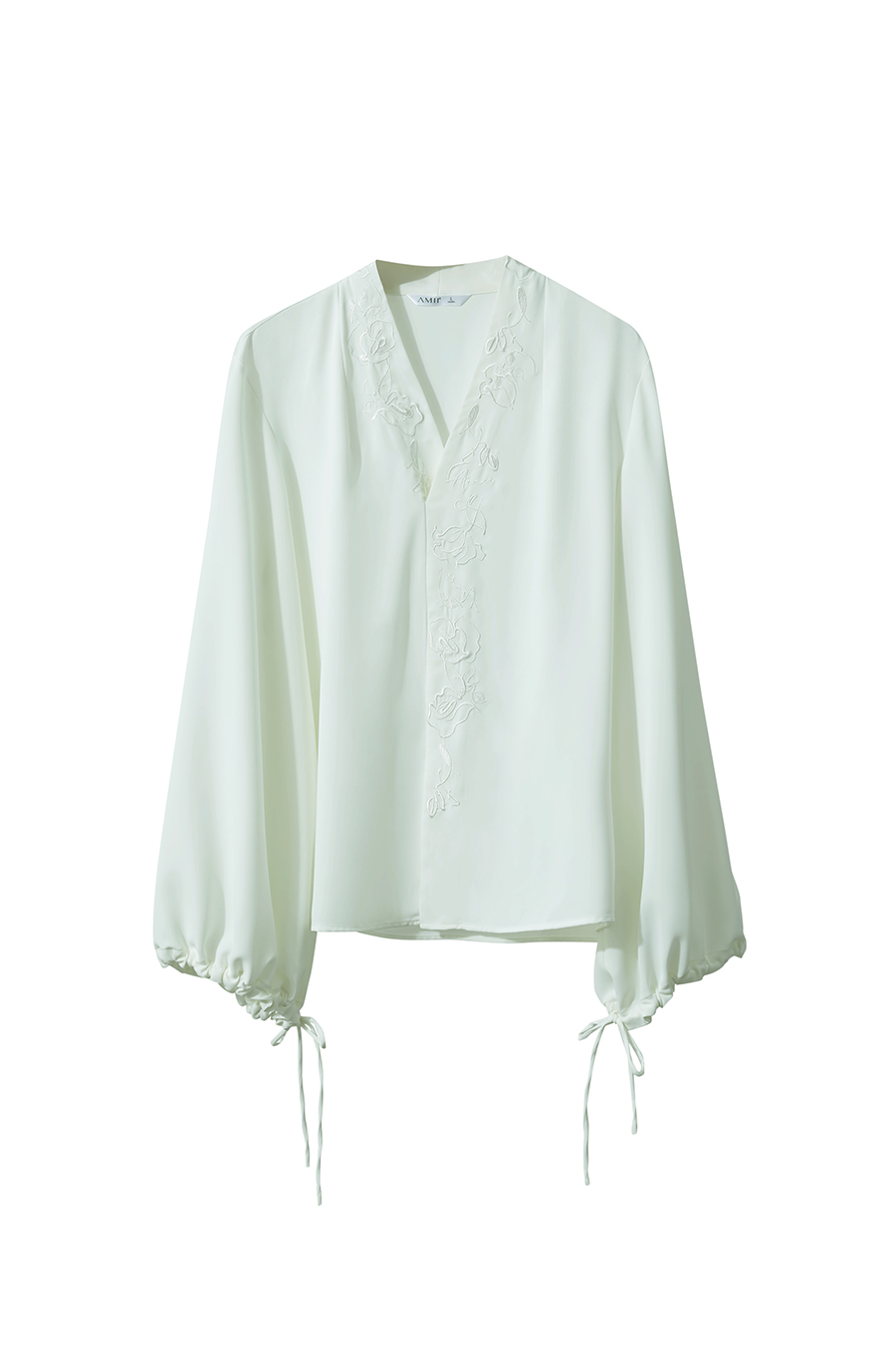 Rose Embroidered Chiffon Blouse|AMII-AMII.com