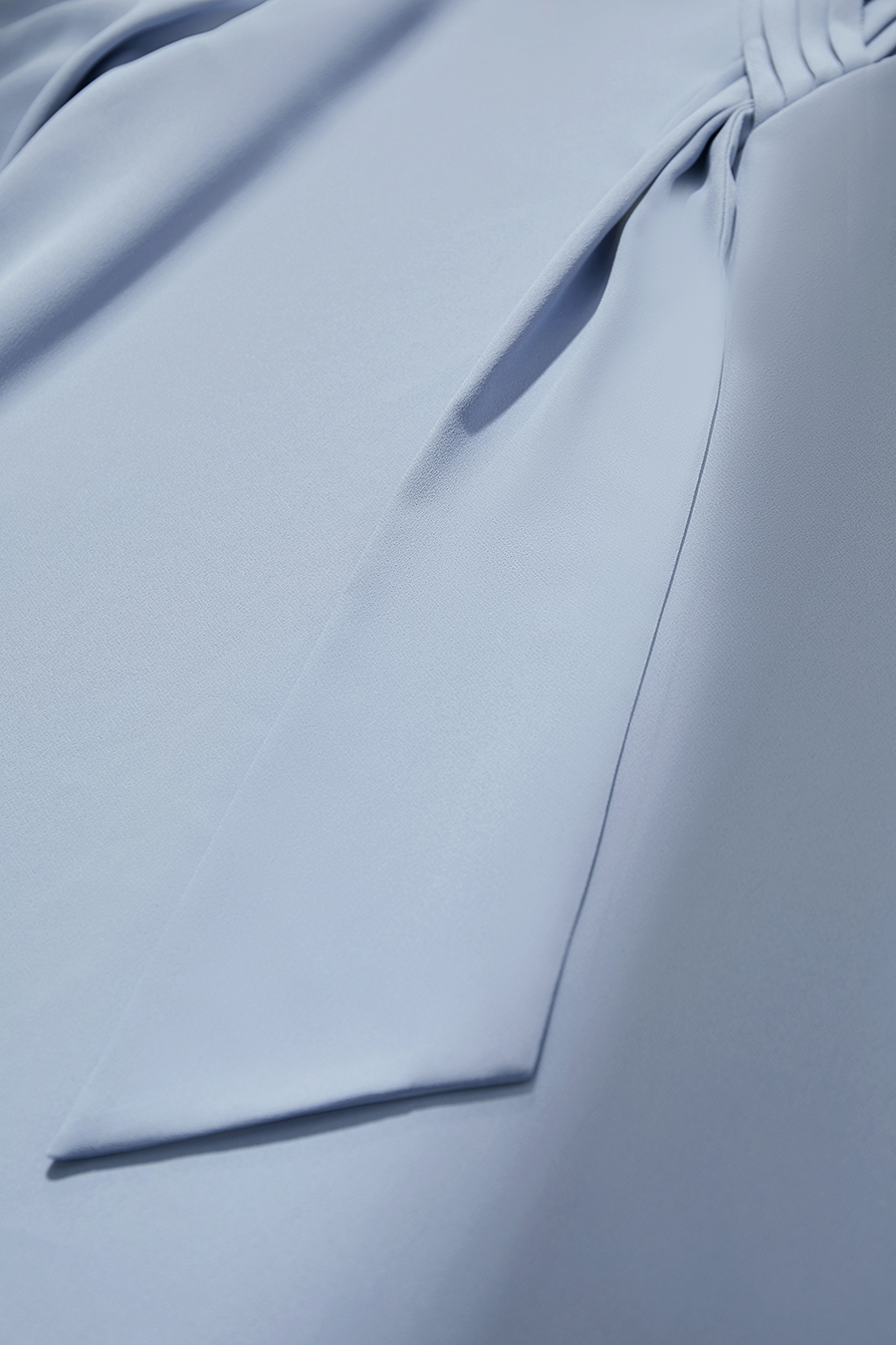 Pleated V-neck Tie Shirt