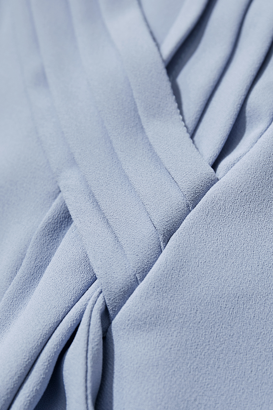 Pleated V-neck Tie Shirt