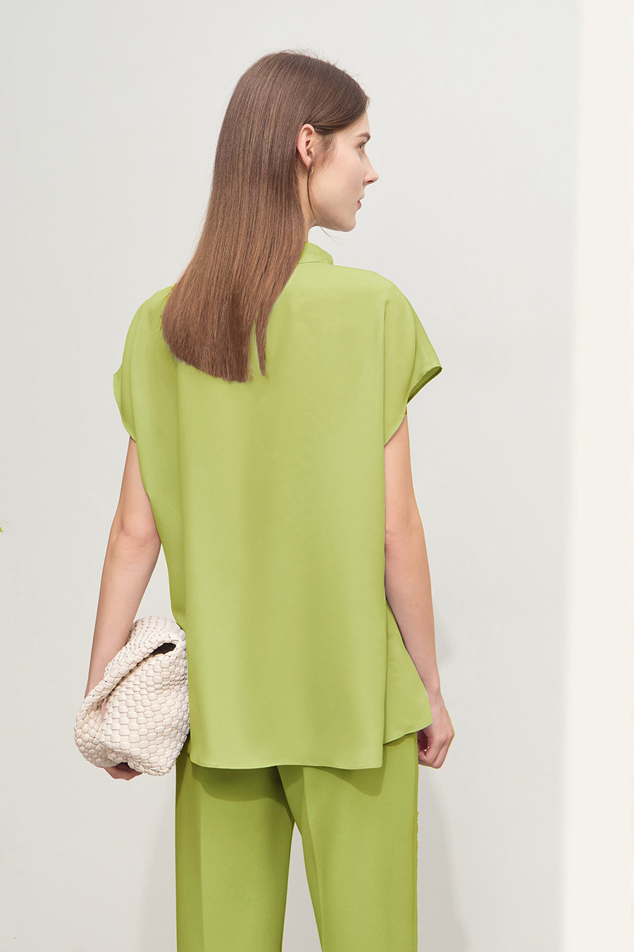 Imitation Acetate Cowl Neck Chiffon Blouse