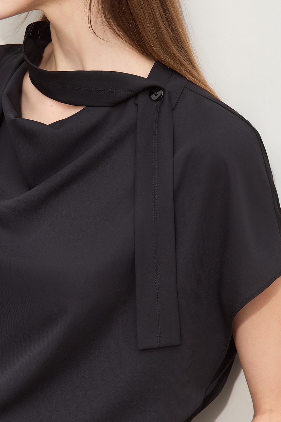 Imitation Acetate Cowl Neck Chiffon Blouse