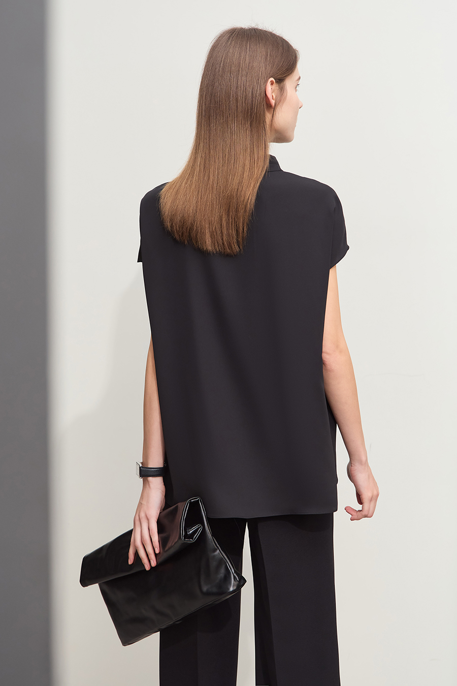 Imitation Acetate Cowl Neck Chiffon Blouse