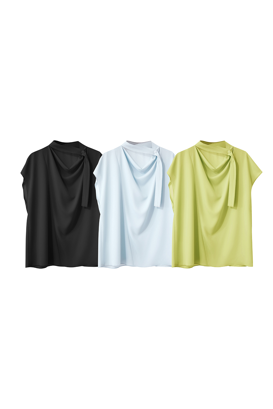 Imitation Acetate Cowl Neck Chiffon Blouse