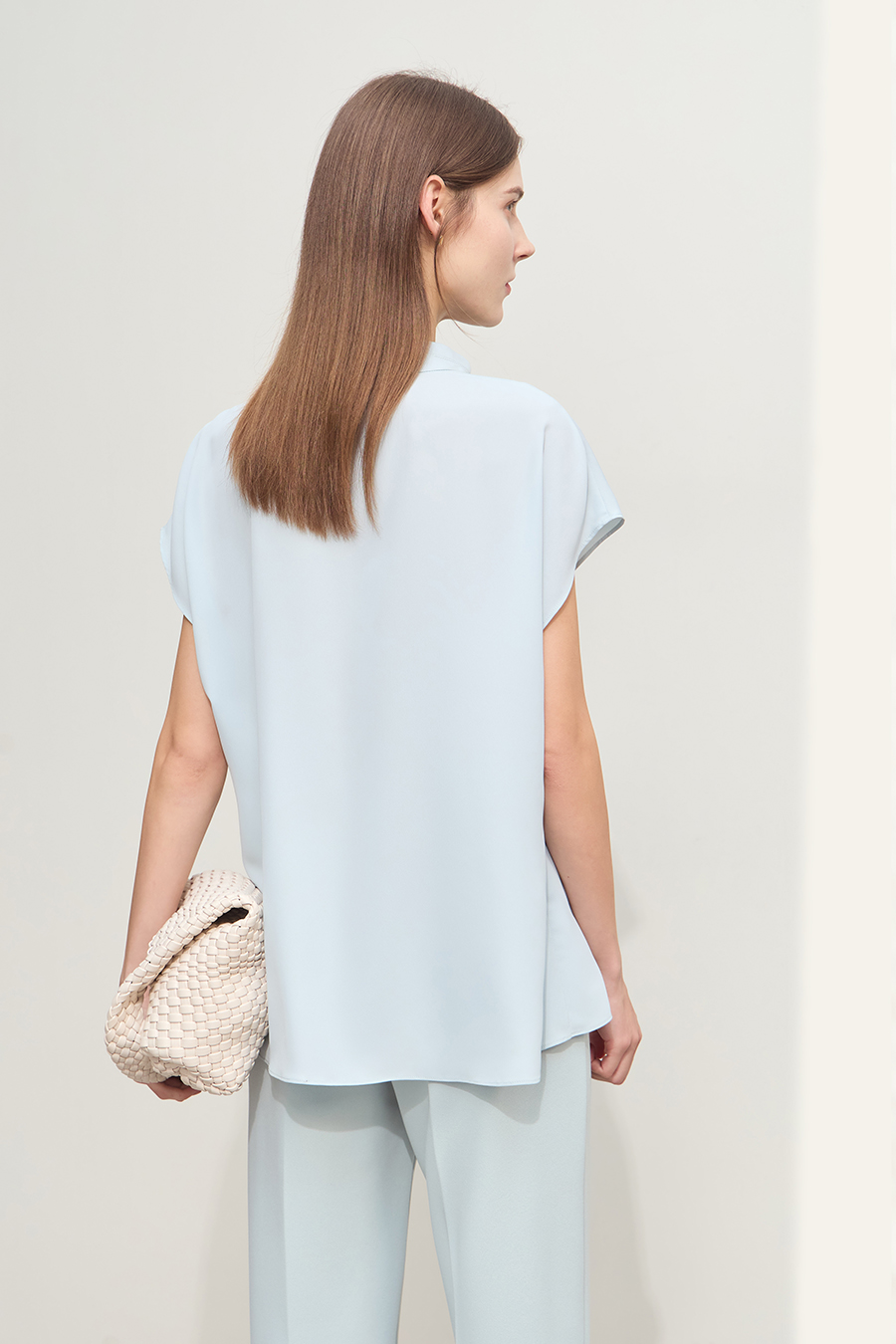 Imitation Acetate Cowl Neck Chiffon Blouse