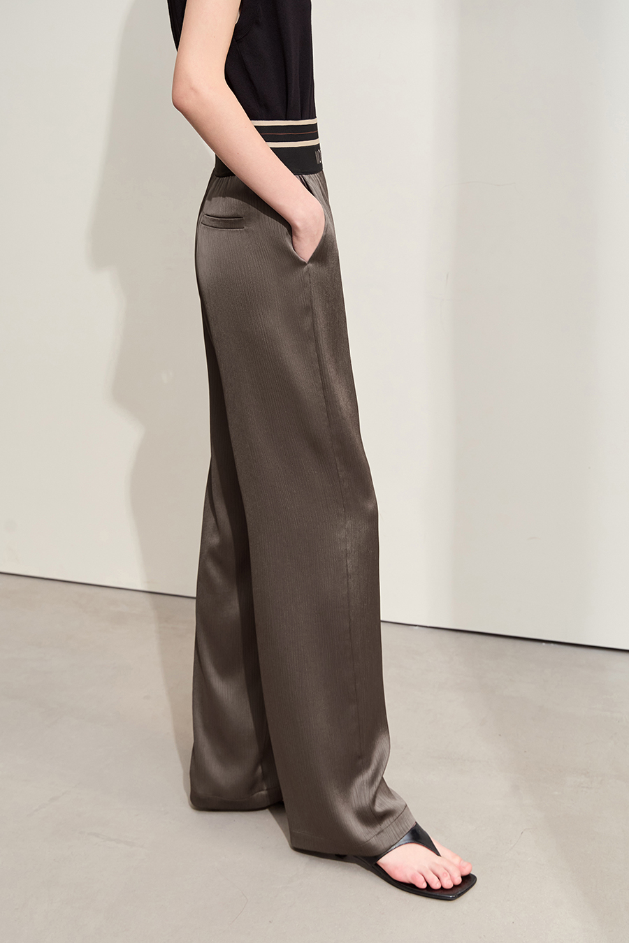 Satin Wide Leg Casual Pants