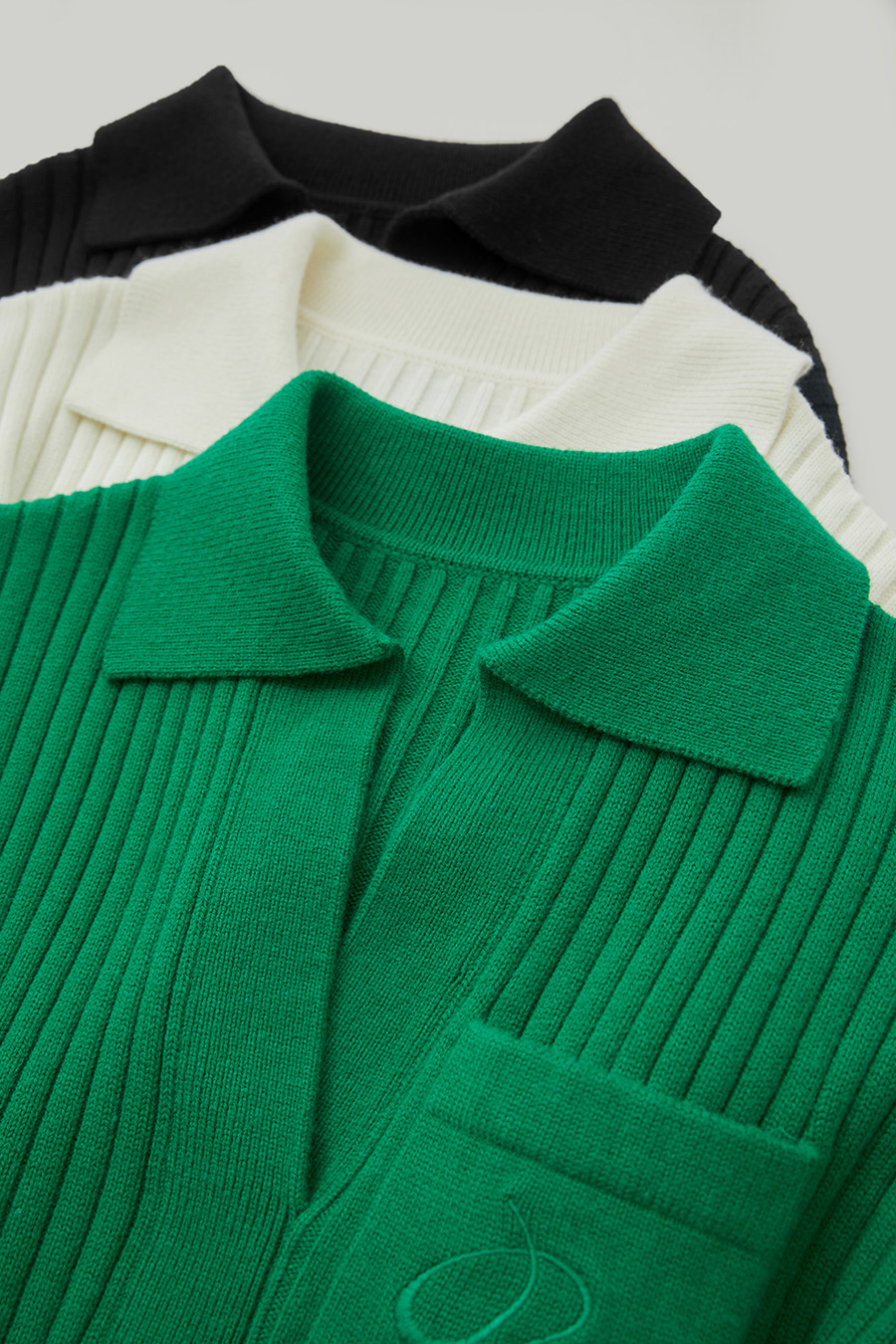 Lapel Embroidered Drop Shoulder Sweater|AMII-AMII.com