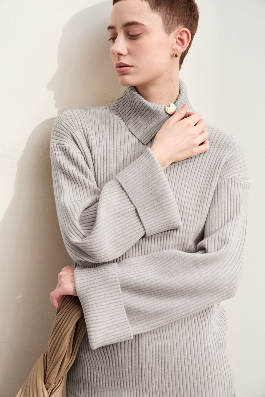 Lapel Drop-shoulder Sweater