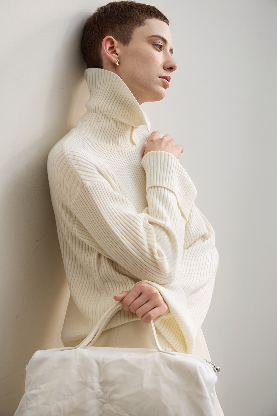 Lapel Drop-shoulder Sweater