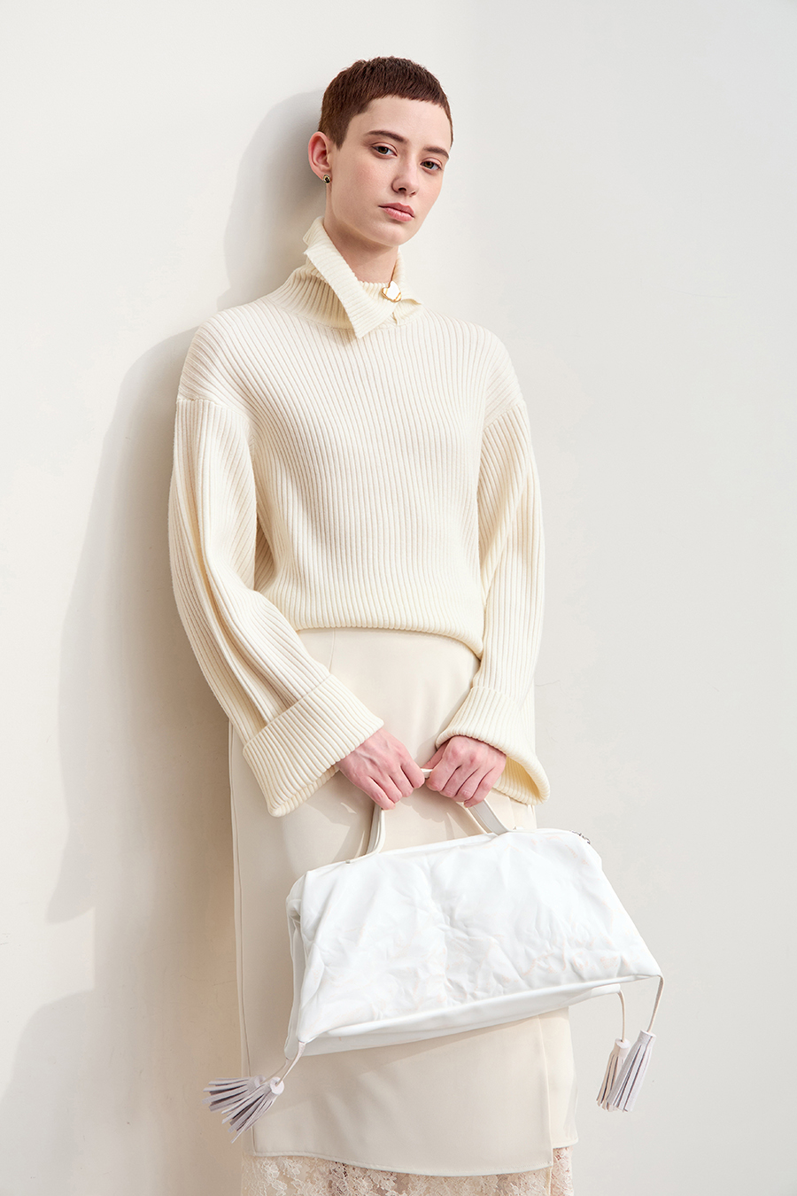 Lapel Drop-shoulder Sweater
