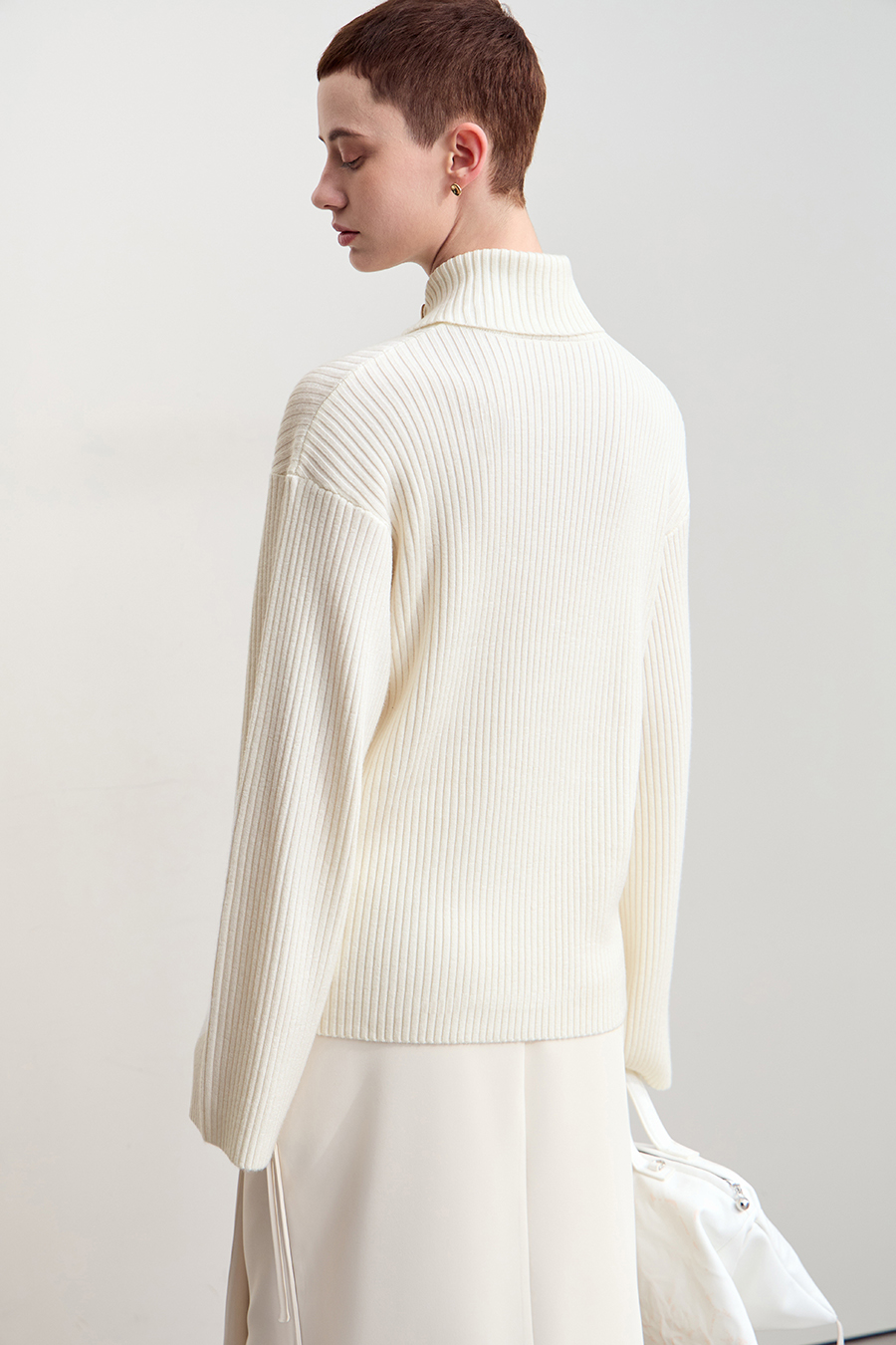 Lapel Drop-shoulder Sweater
