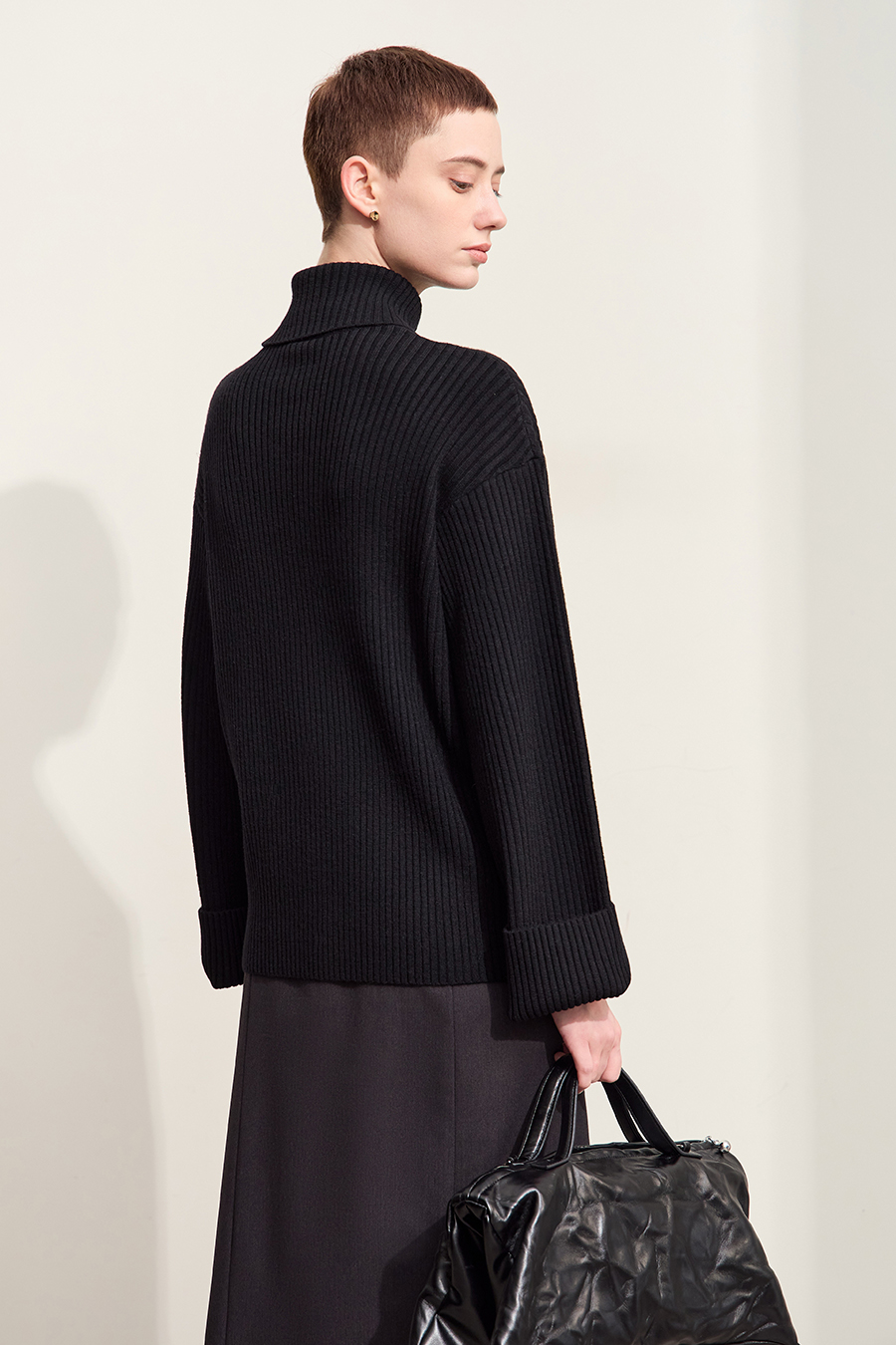 Lapel Drop-shoulder Sweater